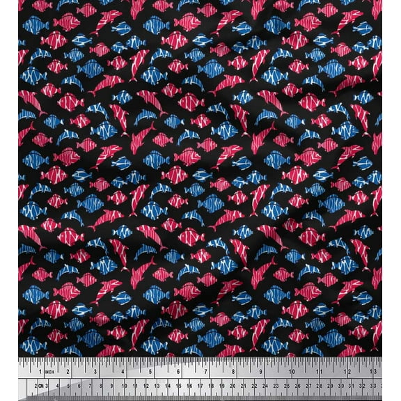Soimoi Cotton Duck Fabric Fish Shirting Printed Craft Fabric by The Yard 42 Inch Wide