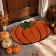thumbnail image 3 of Pumpkin-Shaped Bath Mat, Soft Absorbent Non-Slide Floor Rug for Halloween, Fall and Thanksgiving Entryway, Bathroom and Seasonal Home Decor, 3 of 5