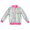 thumbnail image 2 of YUNAFFT Kids Windbreaker Loose Fit Shiny Sequins Zipper Jacket Lightweight Polyester 2-12Y Long Sleeve Casual Solid Color, 2 of 4