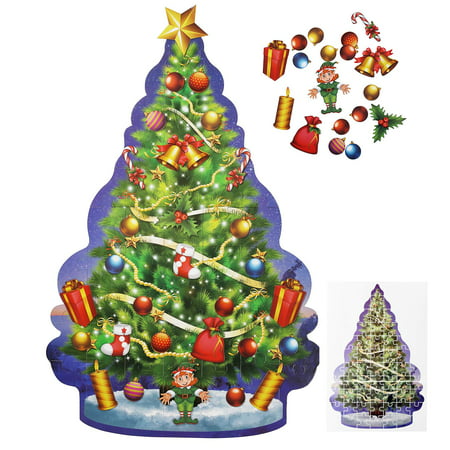 Premium Christmas Tree Puzzle + Decorations Set By Mind Tools - Let Your Children Decorate Their Own Christmas Tree - Large 2' x 3' Size - 53 Sturdy Pieces + 29 Ornaments Bundle - Ages 4 & (Best Way To Decorate Your Christmas Tree)