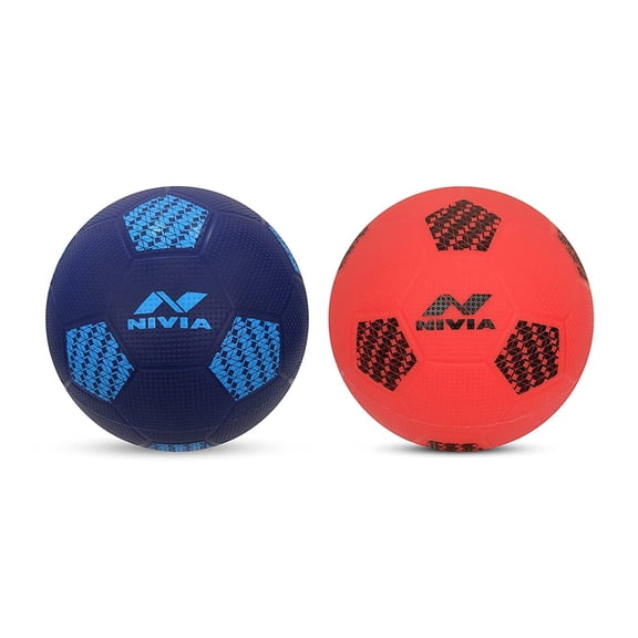 Nivia Rubber, HOME PLAY Football Pack Of 2, For Kids | Red & Blue | Outer Material: Pvc, Making It Light & Highly Durable