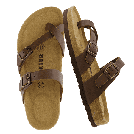 Cushionaire Luna Cork Footbed Sandals for Women – Comfortable Slip-On Women s Shoes with Genuine Suede Footbed & Arch Support | Slides for Women