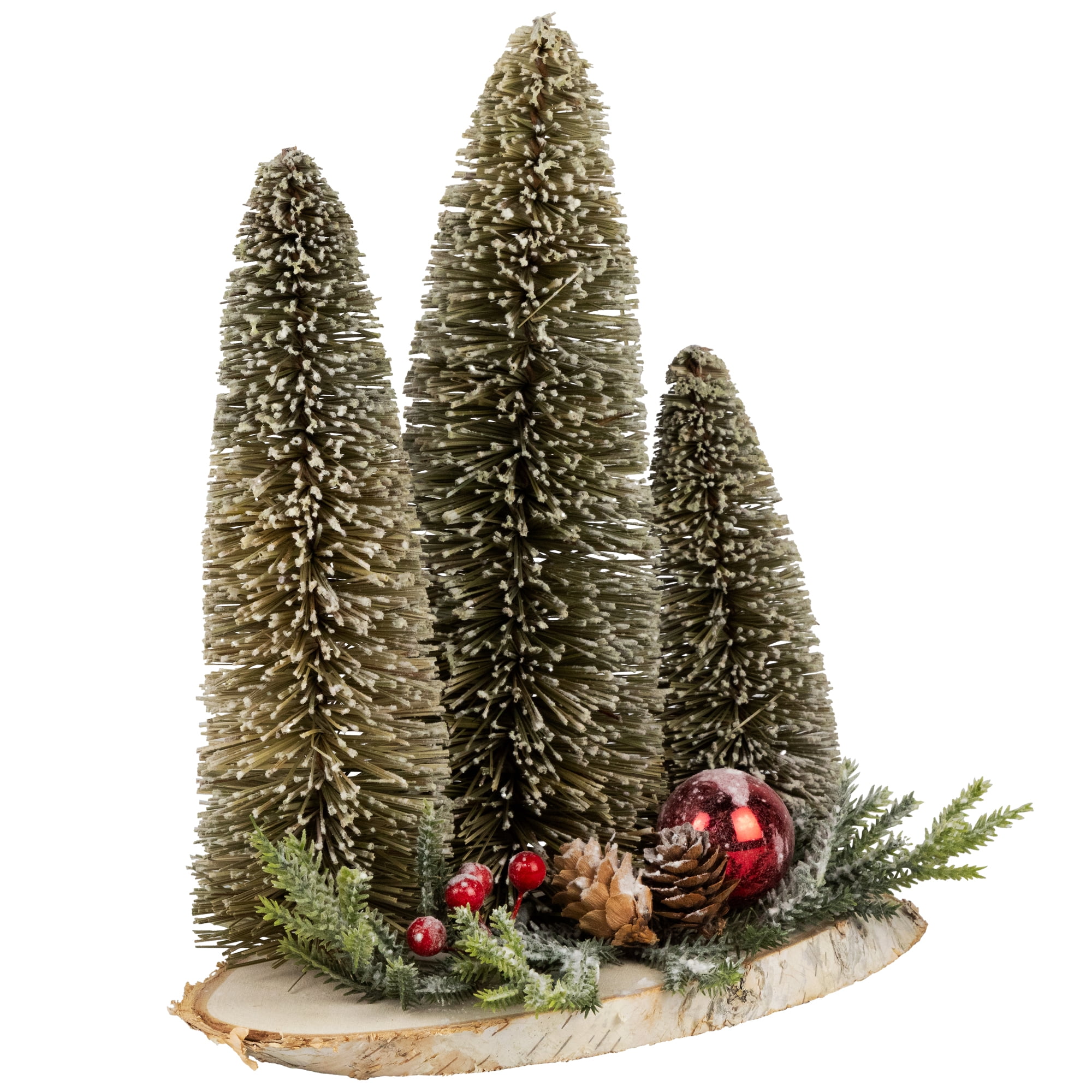 Northlight Frosted Bottle Brush Tree Trio Christmas Decoration - 10.25"