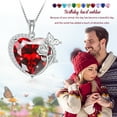 thumbnail image 2 of Juwaliy Women Heart Necklace Butterfly Rose Flower Pendant January Birthstone Garnet Red 925 Sterling Silver Jewelry Wife Mother Valentine's Day Gifts, 2 of 9