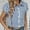 Blue, variant on Dasayo Black Womens Tops Cropped Business Casual Cap Sleeve Collared Striped Button-up Shirts Camisoles for Women M