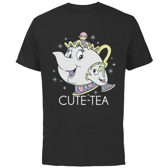 Disney Beauty and the Beast Mrs. Potts and Chip Mother's Day T-Shirt - Short Sleeve Cotton T-Shirt for Adults - Customized-Black