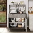 thumbnail image 3 of BeesClover Fluted Sideboard Buffet Cabinet with Storage, Modern Coffee Bar Cabinet with Adjustable Shelves and 2 Drawers, Wooden Buffet Console Table for Kitchen, Dining Room, Living Room, 3 of 9