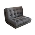 thumbnail image 4 of Sofá cama plegable con soporte para la espalda, posición ajustable, cubierta de cuero PU, asientos de suelo plegables para juegos, lectura, hogar, gris oscuro, 4 of 9
