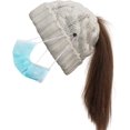 thumbnail image 2 of GFDYREE Tuque pour Queue de Cheval pour Femmes avec Bouton pour Masque, Tuque Chignon Haute et Décoiffée avec Trou pour Queue de Cheval, 2 of 7