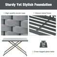 thumbnail image 5 of 5-Piece Patio Sectional Sofa Set Outdoor Woven Rope Furniture Conversation Set with Glass Table and Cushions for Garden Backyard Porch Poolside, 5 of 9