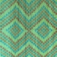 thumbnail image 1 of Ahgly Company Machine Washable Indoor Square Abstract Turquoise Blue Modern Area Rugs, 4' Square, 1 of 4