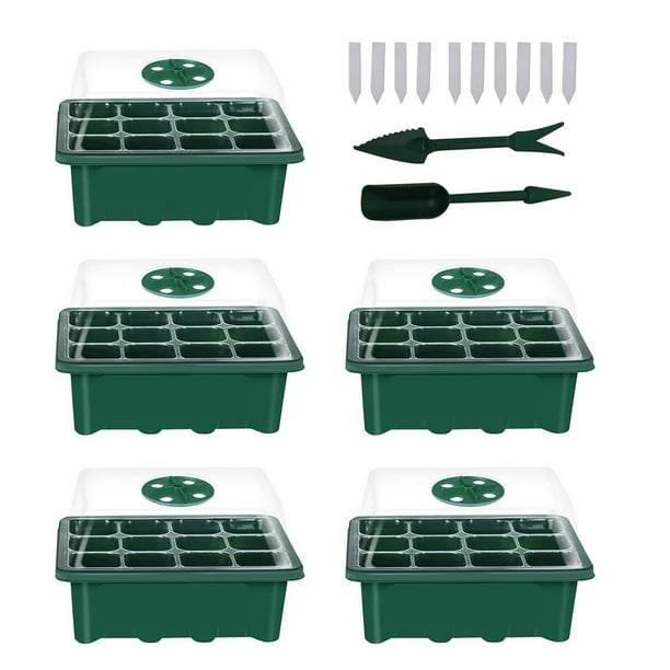 Matsuzay Caja de propagación de invernadero, bandeja de propagación de plástico de 12 agujeros, Kit de inicio de plantas con etiqueta de planta y Jardín y Patio Matsuzay HA023255-00