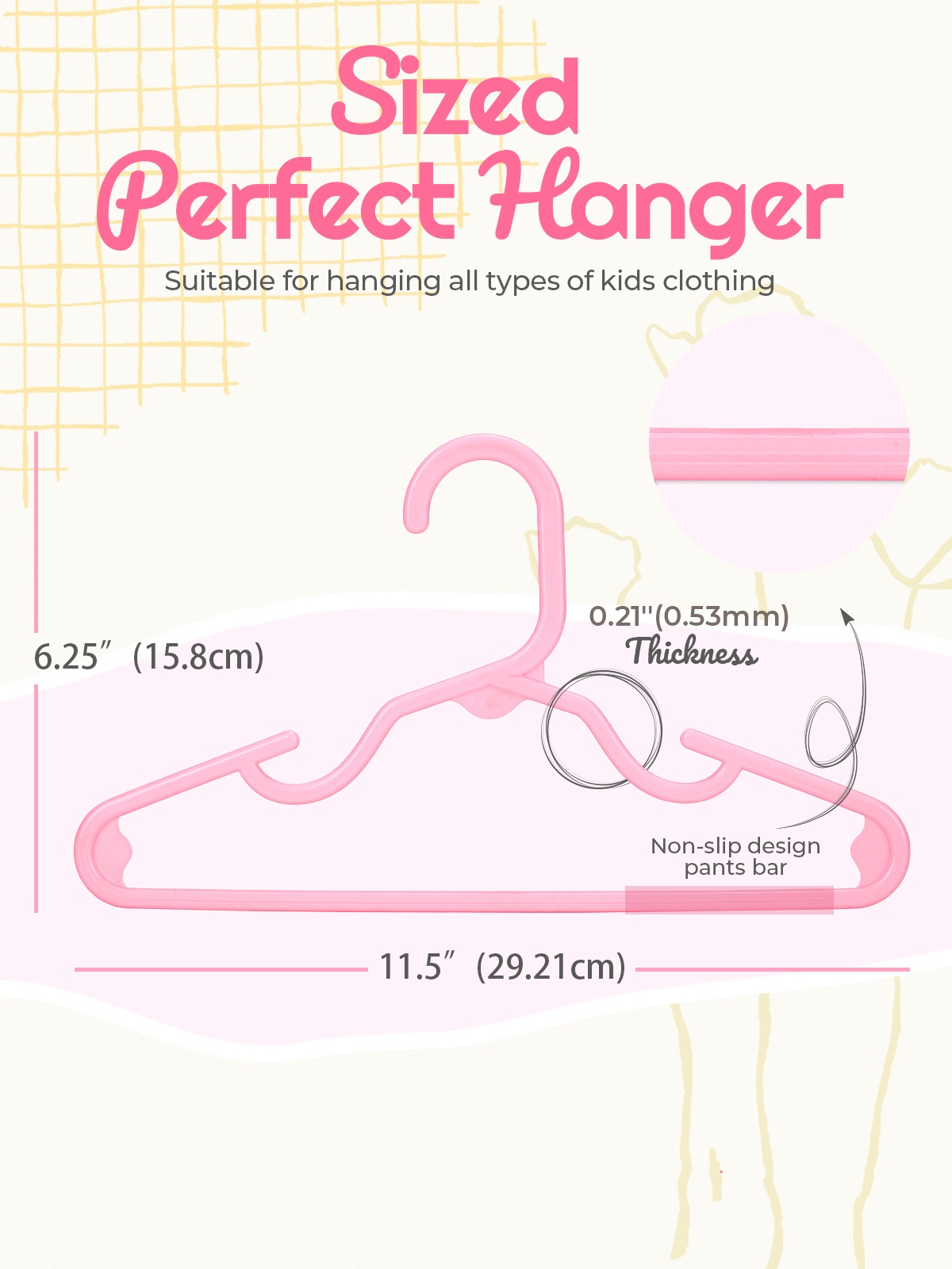 ACSTEP Baby Hangers 20 Pack, 11 Inch Kids Plastic Hangers, Non-Slip Baby Hangers for Closet, Baby Clothes Hangers for Pants Shirts Outfit Onesie, Pink