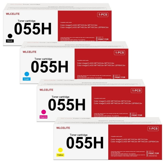 CRG 055H Toner Compatible for Canon 055H Toner Cartridge MF745Cdw LBP664CdW Printer（1*Black 1*Cyan 1*Magenta 1*Yellow）
