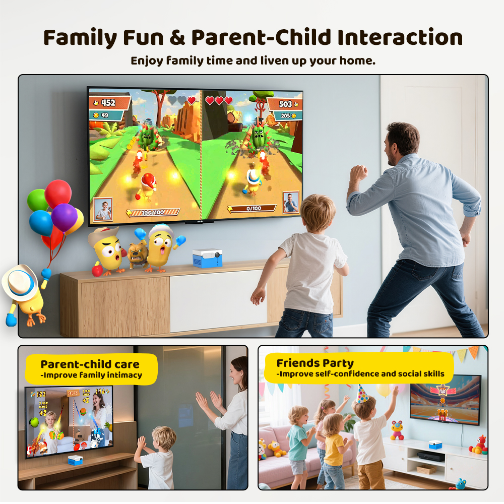 KINHANK MotionX Video Game Consoles with 40+ Games for Kids & Families,Continuous updates,Plug & Play,Indoor Active Play System