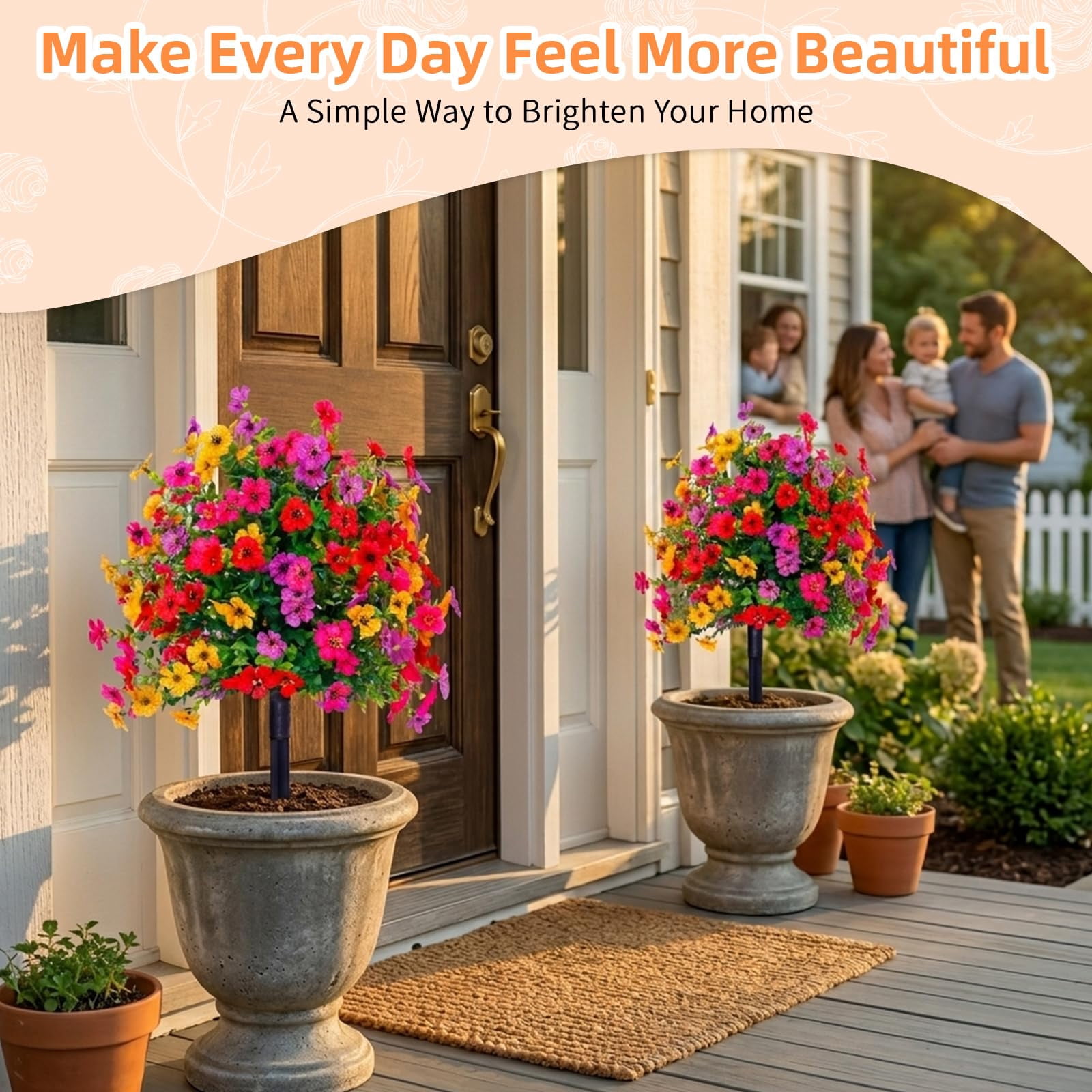 Artificial Flowers for Decoration realistic faux flowers durable UV protected material vibrant colors for patio balcony garden and indoor outdoor styling