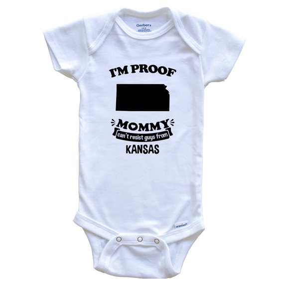 I'm Proof Mommy Can't Resist Guys from Kansas Funny Baby Bodysuit, 0-3 months white