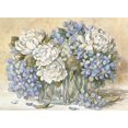 thumbnail image 2 of Unknown 18x14 Gold Ornate Wood Framed with Double Matting Museum Art Print Titled - White and Blue Floral, 2 of 4
