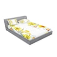 thumbnail image 2 of Ambesonne Vintage Fitted Sheet & Pillow Sham Set, Flowers, Queen, Yellow White Red, 2 of 2
