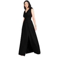thumbnail image 4 of KOH KOH Long Sleeveless Wedding Guest Party Bridesmaid Evening Formal Dressy Cocktail Summer Bridal V-Neck Tall Flowy Slit Maxi Dress Gown For Women Black X-Large US 14-16 NT304, 4 of 6