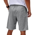thumbnail image 5 of Men's Big & Tall Casual Drawstring Linen Shorts with Pockets - Regular Fit Stretch Work & Beach Shorts Gray S, 5 of 8