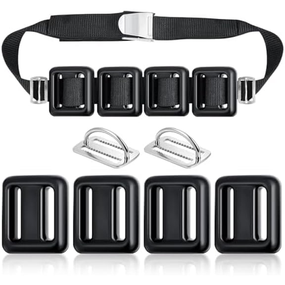 7 Pcs Diving Weight Accessories Include 4 Dive Weights, 1 Nylon Dive Belt with Metal Quick Release Buckle, 2 Stainless Steel Weight Belt Keeper with D Ring for Diving Spear Fishing