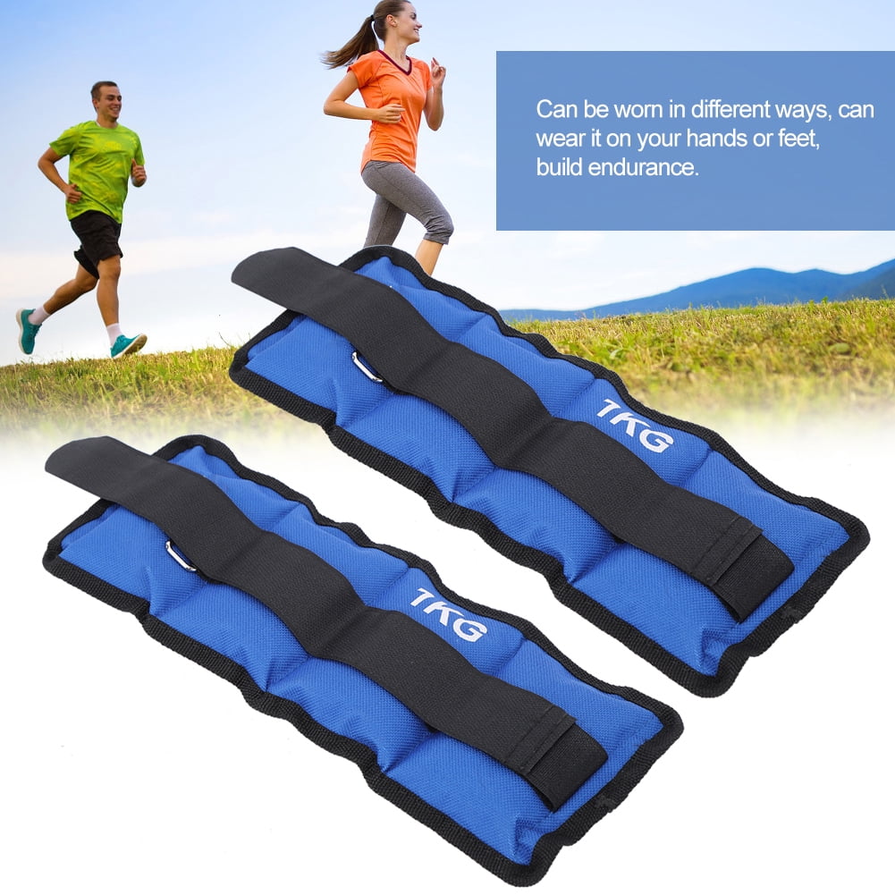 LAZIOEGR 2Pcs 2.2 lbs / 1KG Adjustable Leg Ankle Wrist Sandbag Weights Strap Strength Training Equipment for Gym Fitness Yoga Running