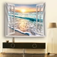 thumbnail image 3 of EREHome Open Window Sunrise Blue Sea Beach Tapestry Polyester Fabric Tapestries Wall Art Hanging 60x90 Inches, 3 of 3