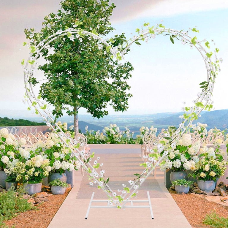 Gdrasuya10 Dual Tube Heart Wedding Arch Backdrop - White Metal Frame Stand (82" H X 82" W) For Floral & Balloon Decor