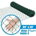 thumbnail image 3 of Fencer Wire 9 Gauge Green Vinyl Coated Galvanized Steel Chain Link Fence Fabric, Diamond Mesh Size 2-3/8 Inch, Galvanized&nbsp;Fencing Wire Roll for Garden and Animals Enclosure (5ft. x 50ft.), 3 of 9