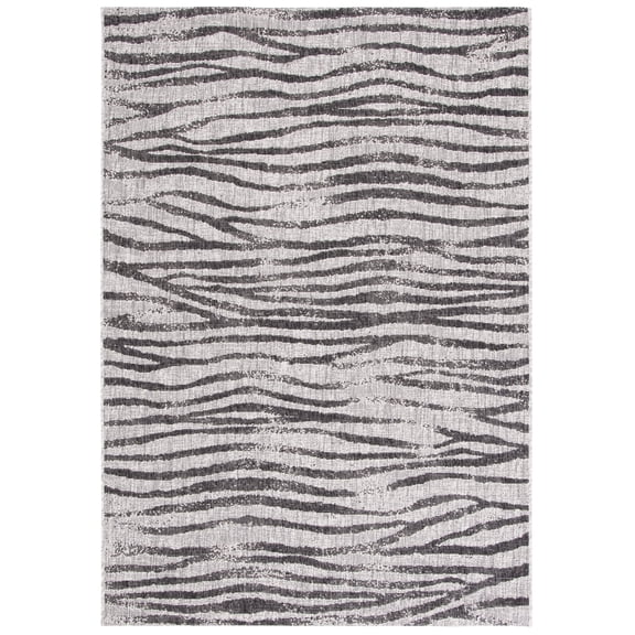 SAFAVIEH Courtyard Thomasina Animal Indoor/Outdoor Area Rug, Grey/Black, 5'3" x 7'7"