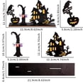thumbnail image 3 of Halloween Pumpkin Ghost Castle Table Decor, Wooden Insert Sign Figurine Set, Spooky Party Decoration Ornament for Desktop Mantel Shelf Display, 3 of 5