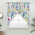 thumbnail image 2 of Swag Valance Curtains for Windows, Flower Leaf Light Filtering Kitchen Curtains with Rod Pocket, Farmhouse Boho Spring Floral Green Pink Window Treatment Valances for Living Room, 28x36 - 2 PCS, 2 of 9