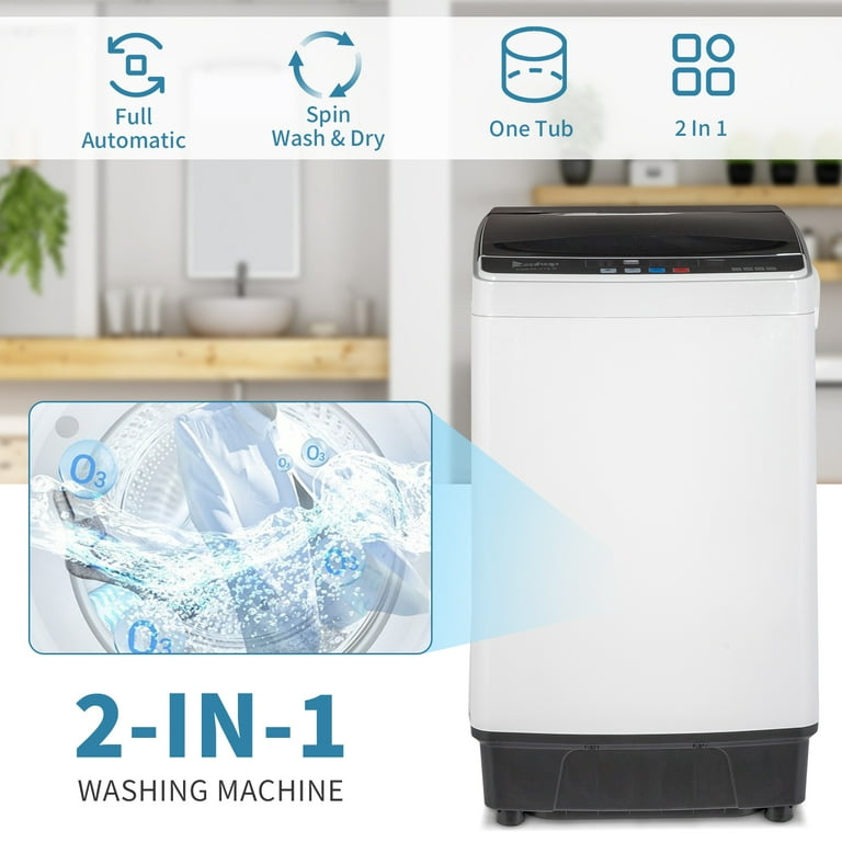 Ktaxon 17.6 lbs Full Automatic Washing Machine, Portable Laundry Washer  with Drain Pump, 10 Washing Programs & 8 Water Levels with LED  Display,White And Black 