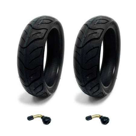 SET OF TWO: Tire 130/60-13 Tubeless Front/Rear Motorcycle Scooter Moped + 2 FREE TR87 90° Bent Metal Valve