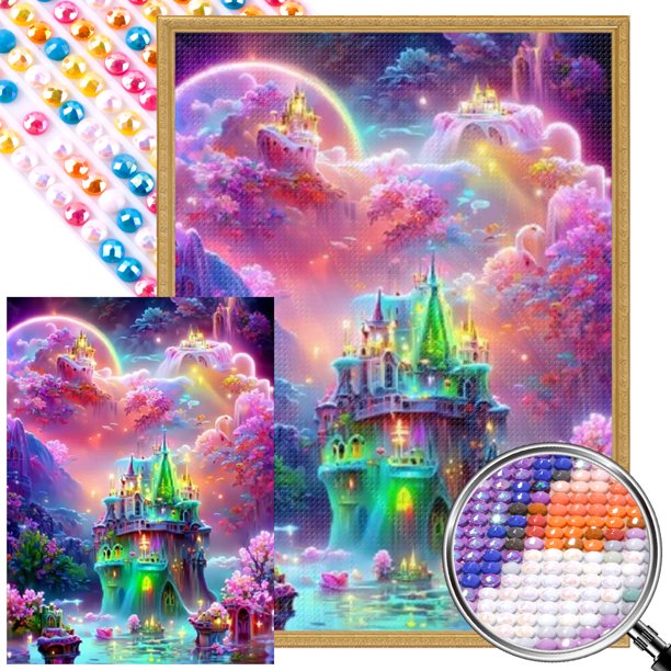 (ZQS0147-AB) Diamantes AB parciales diamantes completos castillo del amor serie paisajes diamantes redondos pintura diamantes resina 40*55 CM tamaño lienzo 45*60 cm