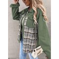 thumbnail image 3 of SHAR Women's denim jacket, long sleeve plaid button down shirt jacket, 3 of 5