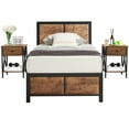 thumbnail image 2 of VECELO 3-Piece Bedroom Set with Twin Size Bed Frame and 1-Drawer Brown Nightstands, 2 of 7