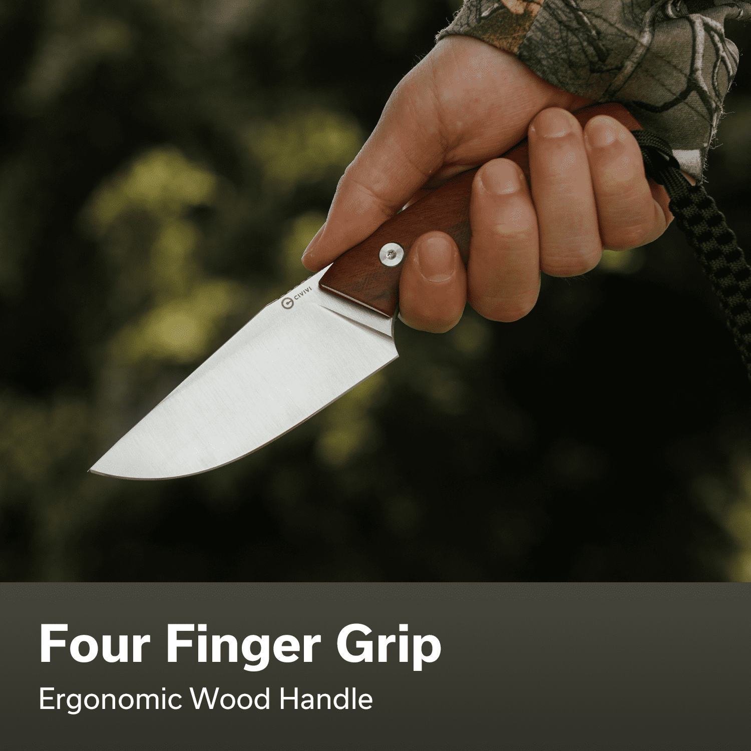 CIVIVI Knives Gander Fixed Blade Guibourtia Wood & 14C28N Stainless Steel Knife C24058B-3
