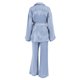 thumbnail image 3 of SAYOO Mujer Casual Homewear Pijama Conjunto Manga Larga Color Sólido Solapa Tops + Pantalones Largos Sueltos + Cinturón SAYOO Moda, 3 of 9
