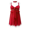 thumbnail image 2 of Gibobby Traje de Uniforme Mujer Navidad Sexy Encaje Deep V Lencería Sin espalda Pijamas Camisón (Rojo, XL), 2 of 5