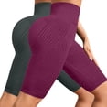 thumbnail image 4 of FUNUONY 2 Pack Biker Yoga Shorts for Women,High Waisted Athletic Running Workout Gym Knee Length Shorts Tummy Control Hip Lifting Fitness Pants Compression Tight Fit Yoga Shorts Wine Xl, 4 of 4