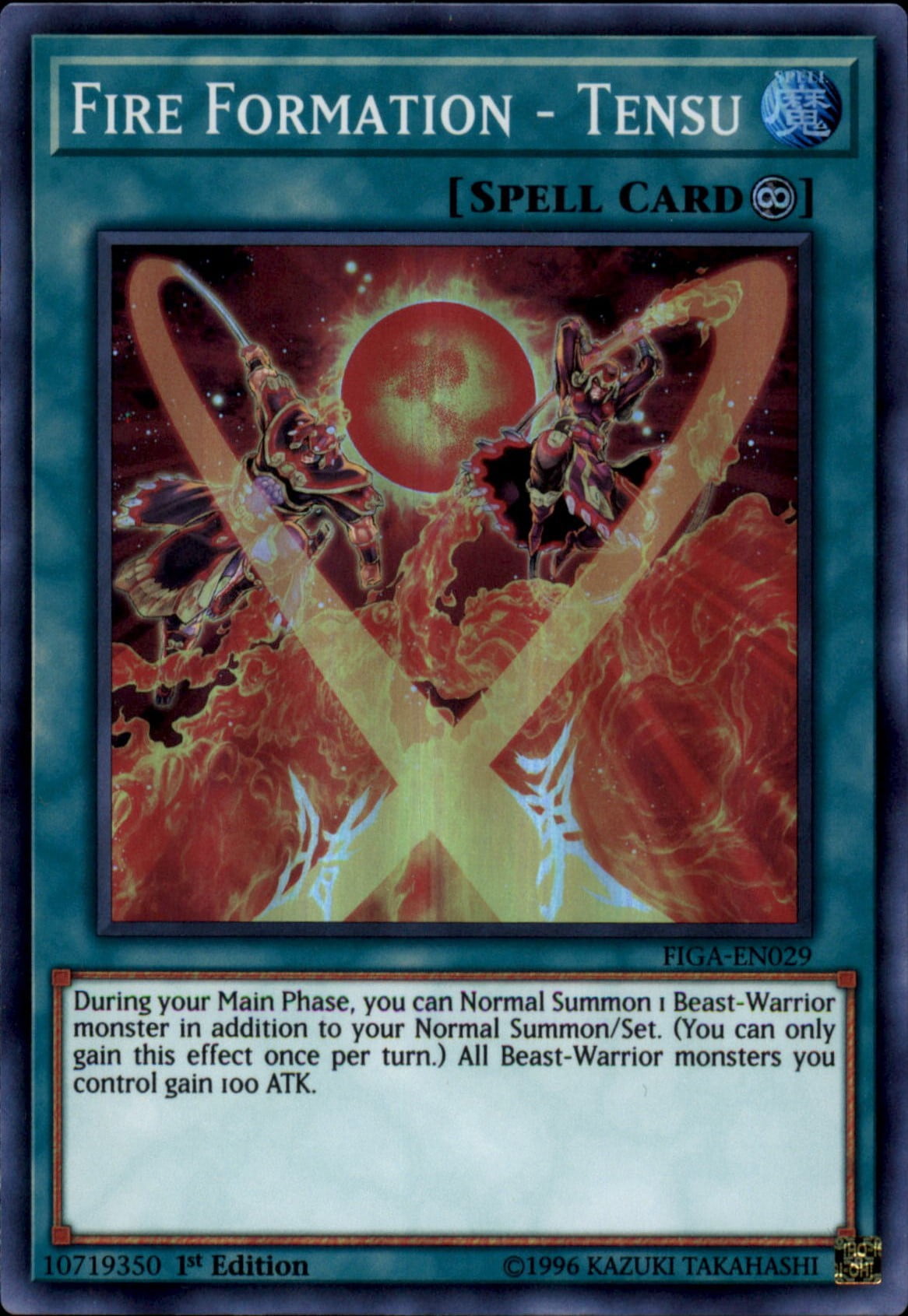 Tensu Super Rare 1st Edition Mint YuGiOh Card FIGA-EN029 Fire Formation 