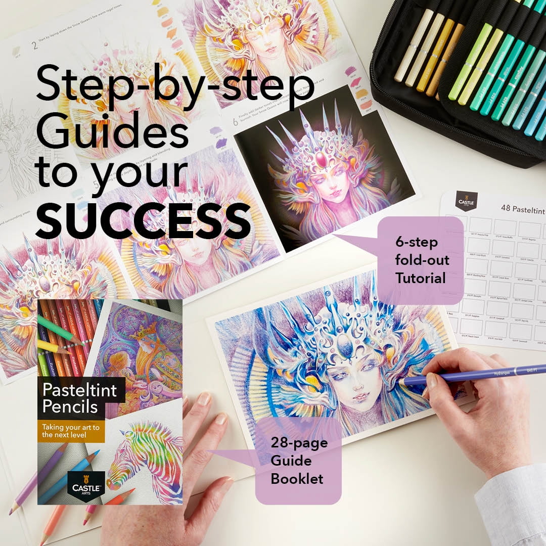 Buy Castle Art Supplies 48 Pasteltint Colored Pencils Set with Extras