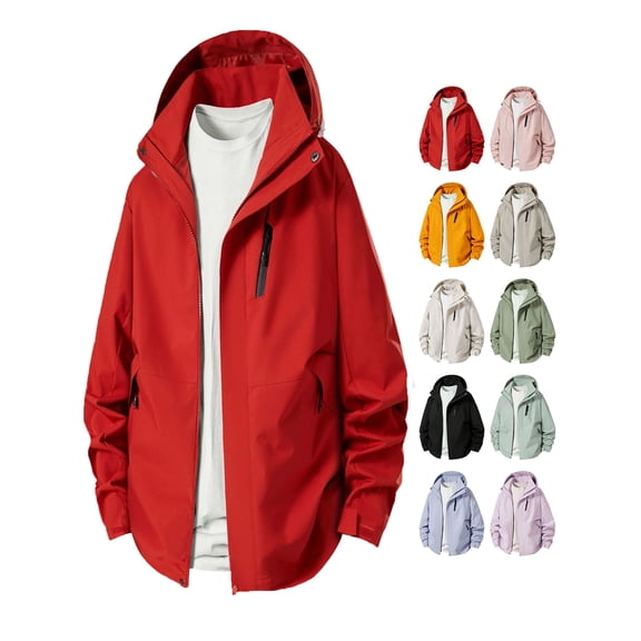 Men Jacket Windproof Fashion Plus Size Casual Half Zip Collar Hooded Outdoor Sports Trendy Coat Windbreaker for Fall Winter Daily Travel Hiking Wear