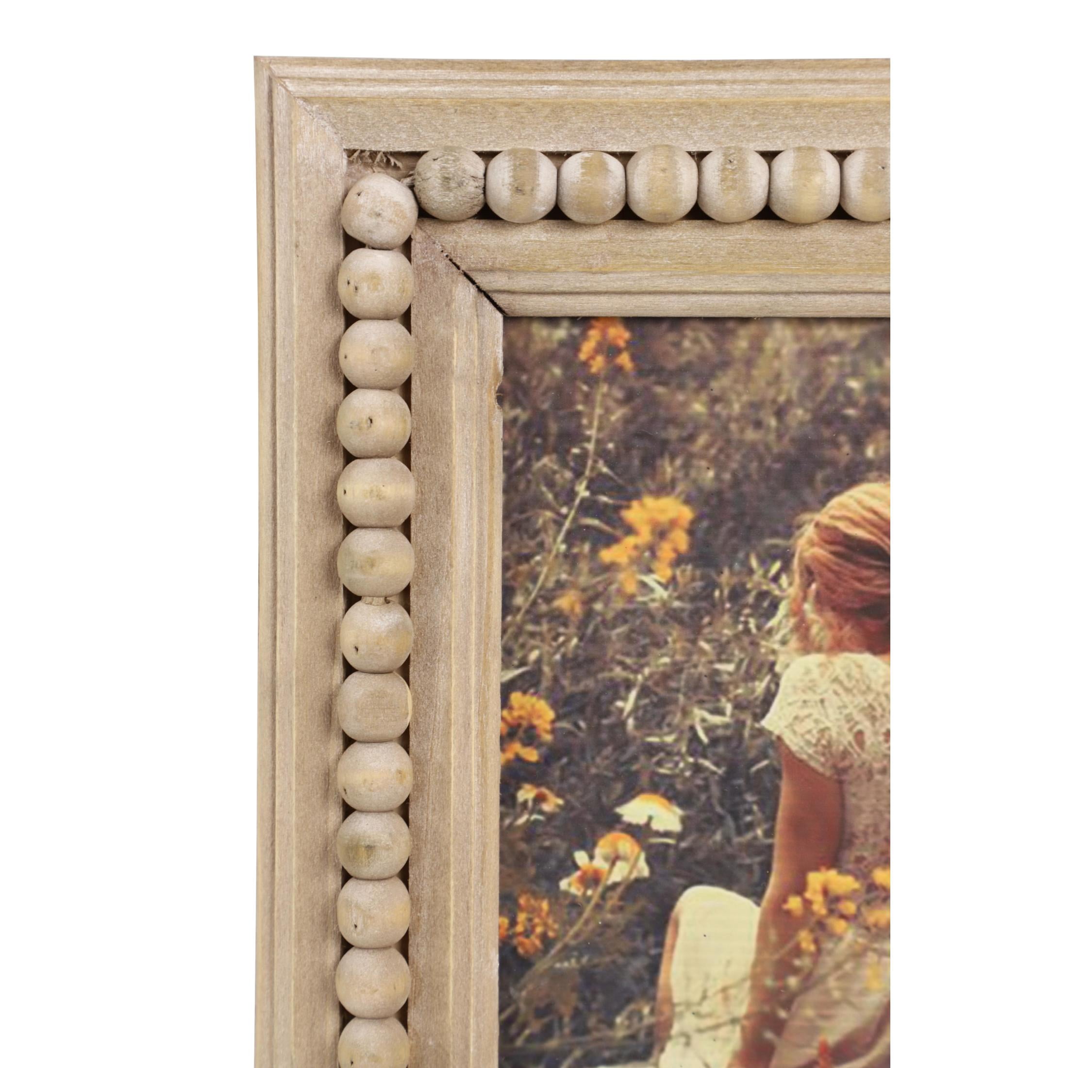 DecMode 6" x 8" Beaded Light Brown Photo Frame