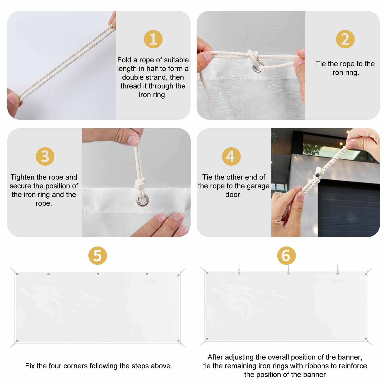White Garage Door Cover Banner 7 x 8 FT, Modern Minimalist Pure Soild Color Garage Door Curtains Backdrop with Grommets for Indoor Outdoor Wall Party Porch Yard Decorations Background