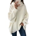 thumbnail image 1 of Innerwin Chandail à Manches Longues pour Femmes Col Roulé Tricoté Blanc P, 1 of 2