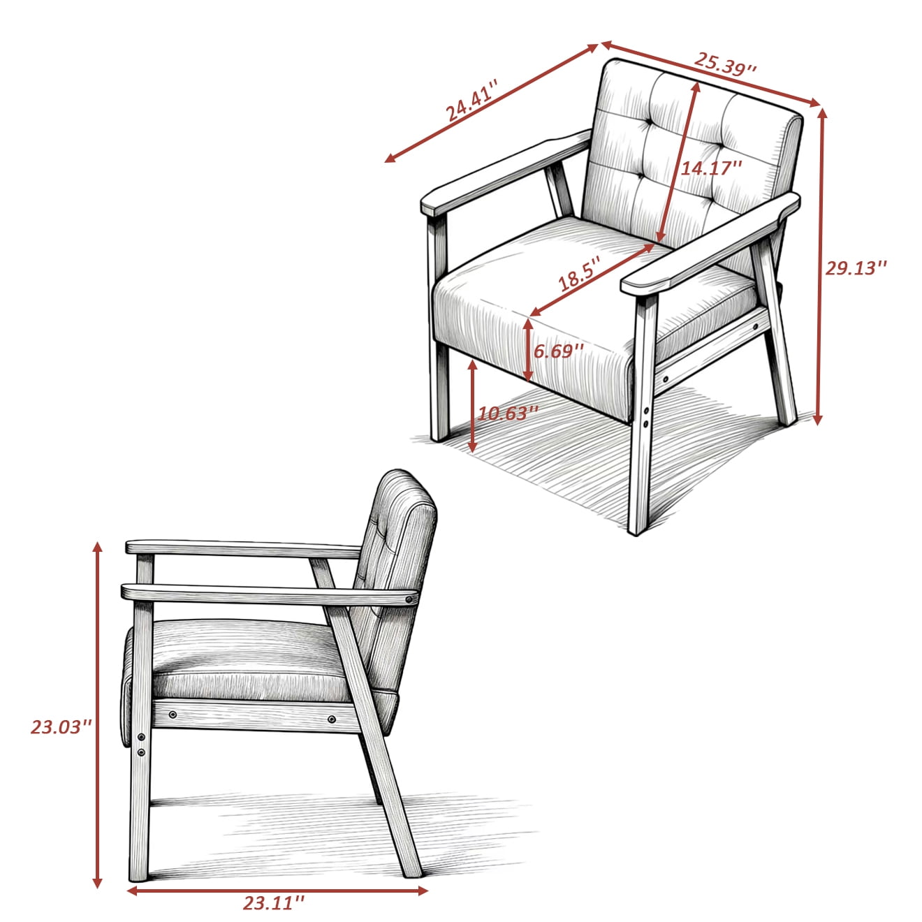 BSHTI Wood Frame Accent Armchair, Velvet Accent Armchair With Comfy Upholstered Armchair for Living Room, Bedroom Corner, Reading Nook