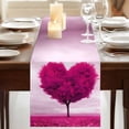 thumbnail image 3 of Table Runners 72 Inches Long Dress Scarves, Valentine's Day Farmhouse Kitchen Table Runner, Coffee Tablerunners, Pink Love Heart Trees Spring Romance 16x72 Inch, 3 of 9